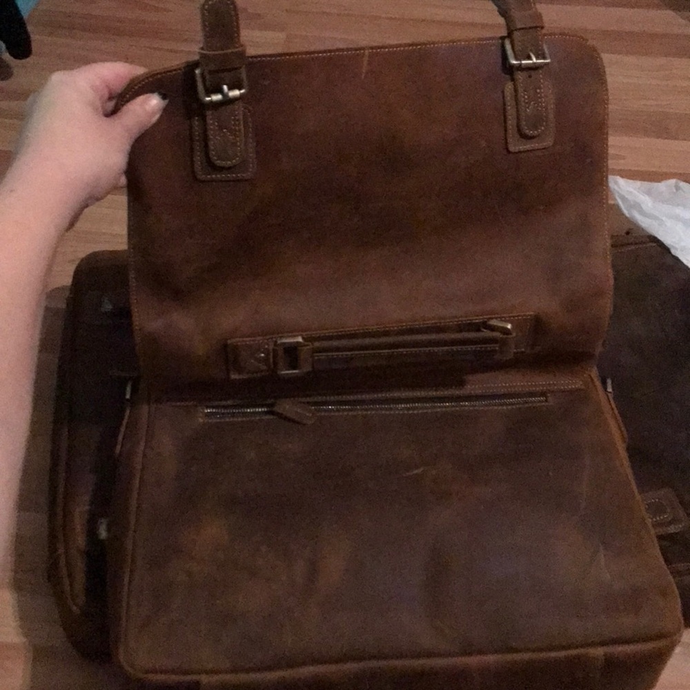 NWT Kattee Leather Briefcase Laptop Messenger Bag - Picture 9 of 9